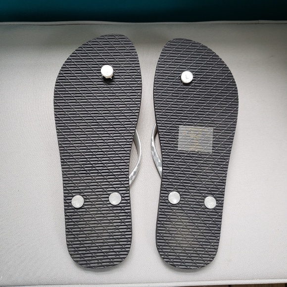 Black & White Printed Flip Flops. - Picture 2 of 2